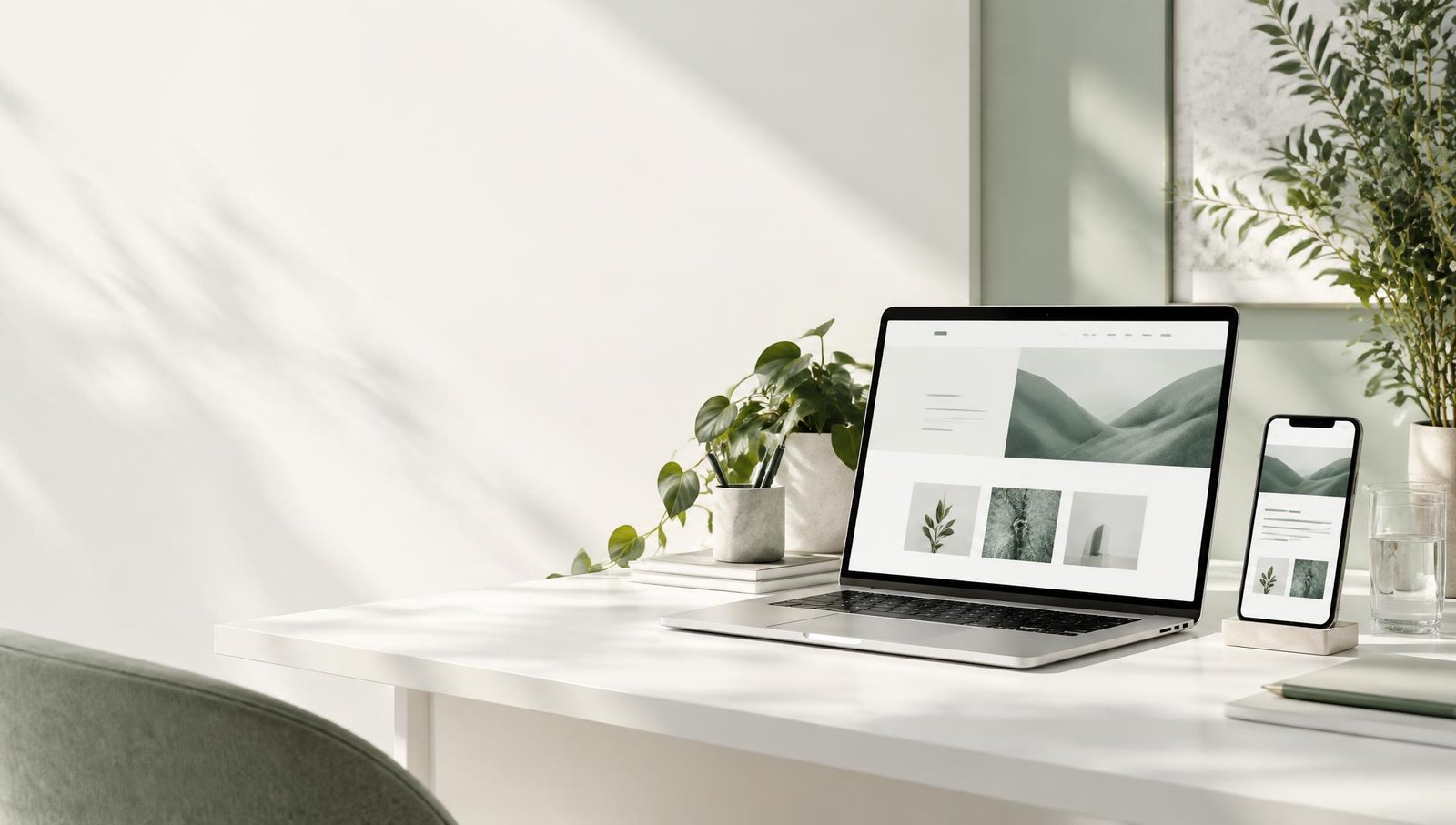 Digital design and development workspace illustration